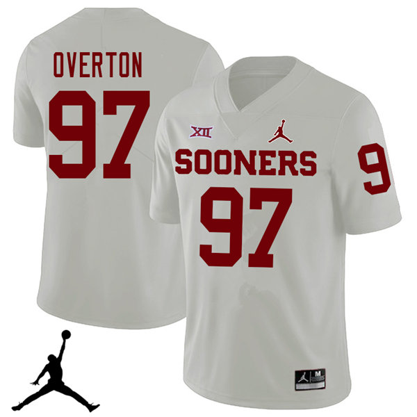 Jordan Brand Men #97 Marquise Overton Oklahoma Sooners 2018 College Football Jerseys Sale-White - Click Image to Close